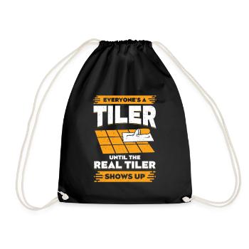 Lustiges Fliesenleger Beruf Plattenleger Geschenk - Turnbeutel - Schwarz - Vorne