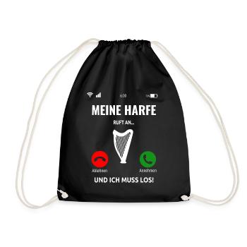 Harfenspieler Harfe Musik Saiteninstrument Idee - Turnbeutel - Schwarz - Vorne