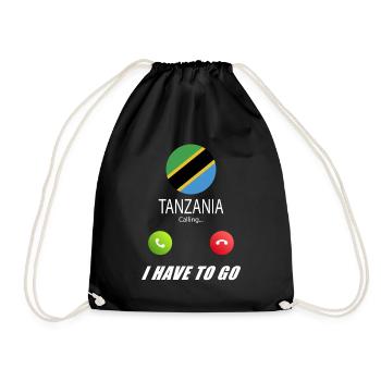 Tanzania ruft an Lusiger Flaggen Spruch - Turnbeutel - Schwarz - Vorne