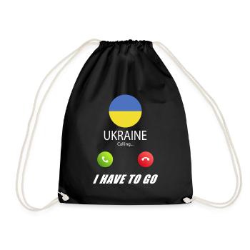 Ukraine ruft an Lusiger Flaggen Spruch - Turnbeutel - Schwarz - Vorne