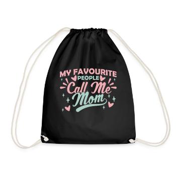 My favorite people call me mom mom mom - Drawstring Bag - black - Front