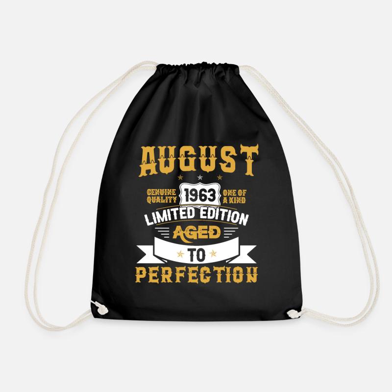 Birthday August 1963 born Vintage - Drawstring Bag - black