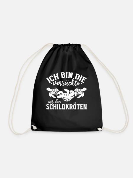 Ich bin die verrückte mit den Schildkröten - Turnbeutel - Schwarz
