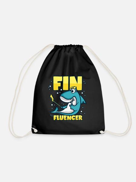Influencer Hai Finfluencer - Drawstring Bag - black