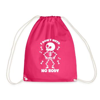 Skeleton Pun - Drawstring Bag - fuchsia - Front