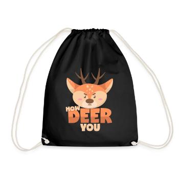 Reh: How Deer You - Turnbeutel - Schwarz - Vorne