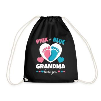 Pink or blue grandma Loves You - Drawstring Bag - black - Front
