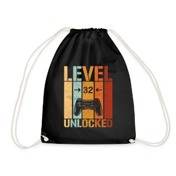 32nd Birthday Level 32 unlocked - Drawstring Bag - black - Front