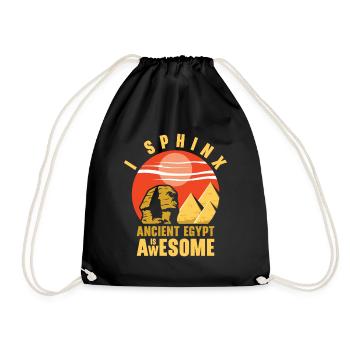 Egyptian Myth Ancient Hieroglyphs Symbols - Drawstring Bag - black - Front