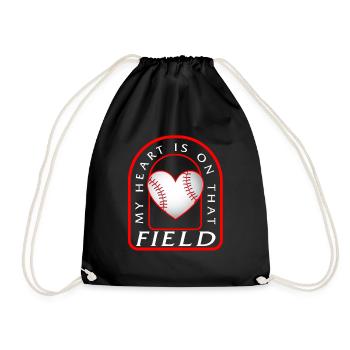 Maillot de baseball, mon cœur est sur le terrain, - Sac de sport léger - noir - Devant