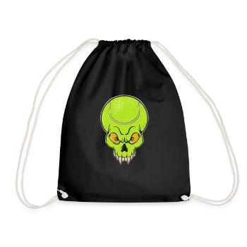 Tennis Tennis Ball Skull Tennis Player - Drawstring Bag - black - Front