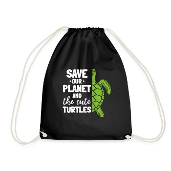 Turtle Environment: Save Our Planet and - Drawstring Bag - black - Front