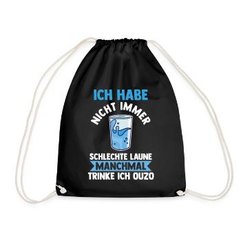 Grieche Saufspruch Ouzo - Turnbeutel - Schwarz - Vorne