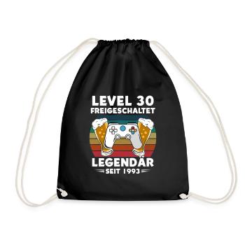 30.Geburtstag Gamer Level 30 freigeschaltet Bier - Turnbeutel - Schwarz - Vorne