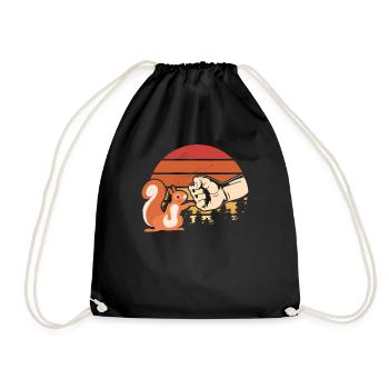 Squirrel Fist Push Squirrel Lover - Drawstring Bag - black - Front