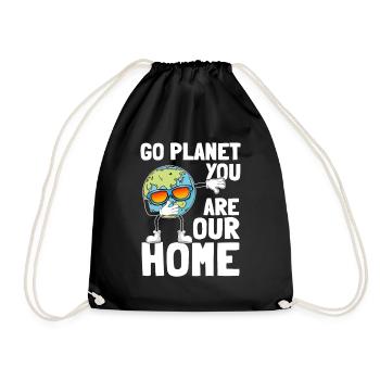 Planet Dabbing Go Planet You are our home - Drawstring Bag - black - Front