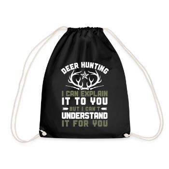 Buck Deer Hunting Hunter Vintage - Drawstring Bag - black - Front