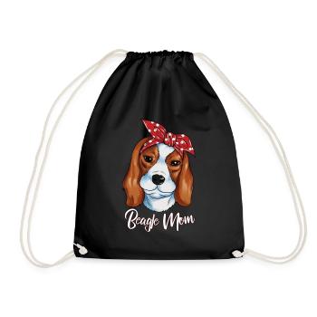 Dog Beagle Mom Dogs Mama Saying Dog Mom - Drawstring Bag - black - Front