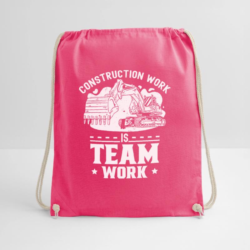 Construction work is teamwork Construction site Teamwork Construction Drawstring Bag