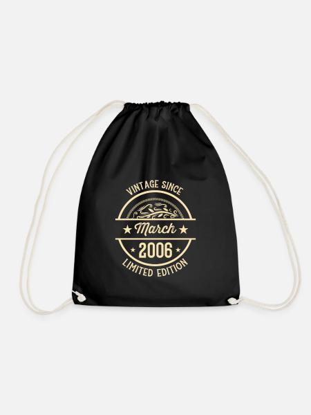 Geburtstag Vintage seit März 2006 - Turnbeutel - Schwarz