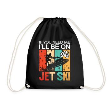 JetSki Water Sports Holiday Summer Cool Gift - Drawstring Bag - black - Front