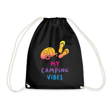 Camping Vibes Quote Caravan Motorhome Course Fan - Drawstring Bag - black - Front