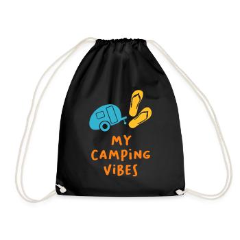 Camping Vibes Quote Caravan Wohnmobil Van Life Fun - Turnbeutel - Schwarz - Vorne