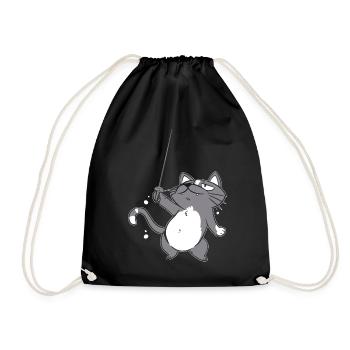 Funny animal fencing, sports humor for a - Drawstring Bag - black - Front