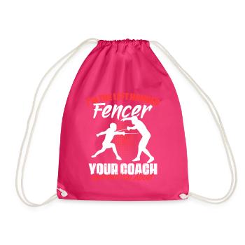 Funny sword fighting humor for left-handers, - Drawstring Bag - fuchsia - Front