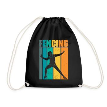 Vintage Fencing Funny Sword Fight Sports Humor - Drawstring Bag - black - Front