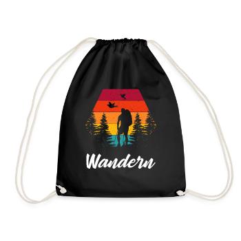 Vintage Wandern Hiking - Turnbeutel - Schwarz - Vorne