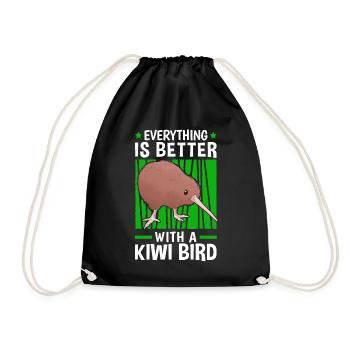 Everything is better with a kiwi bird - Drawstring Bag - black - Front