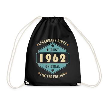 Août 1962 Vintage Retro Anniversaire - Sac de sport léger - noir - Devant