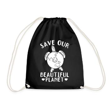 Environment: Earth Day Turtles Save Our - Drawstring Bag - black - Front
