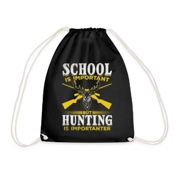 School is important, but hunting is important in - Drawstring Bag - black - Front