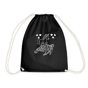 Turtle Unicorn Happy Unicorn Cuter - Drawstring Bag - black - Front