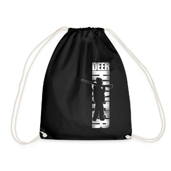 Buck Deer Hunting Hunter Vintage - Drawstring Bag - black - Front
