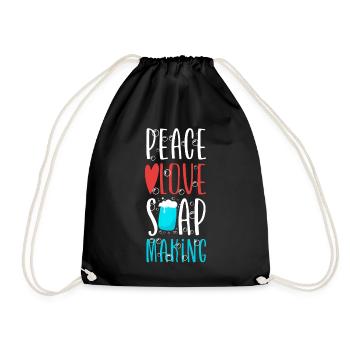 Soap Making Crafting Peace Love - Drawstring Bag - black - Front