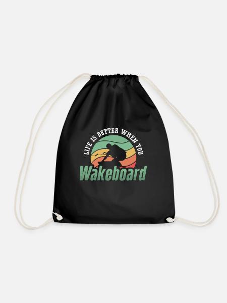 Wakeboard Wakeboarder Wakeboarding Wake Geschenk - Turnbeutel - Schwarz