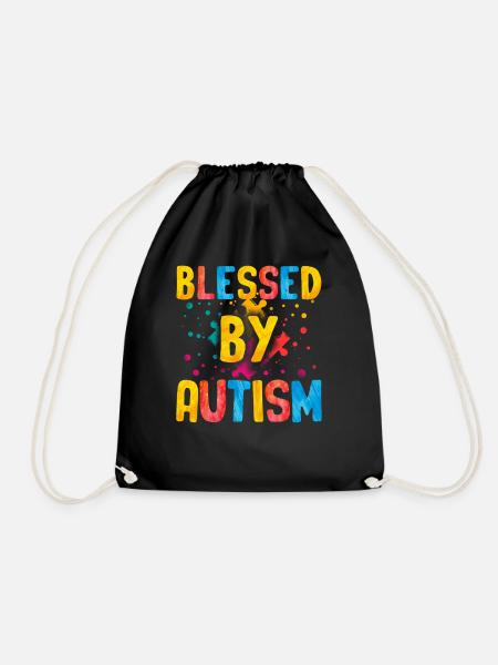 Autistic Tshirt Autimus Gift Asperger Children - Drawstring Bag - black