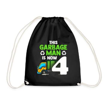 Garbage Truck Garbage Man 4e anniversaire Recyclage des ordures - Sac de sport léger - noir - Devant