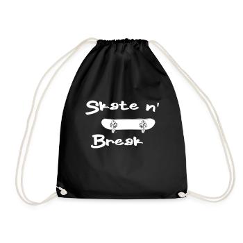Skater Skateboard Gift Halfpipe Sk8 Ollie - Drawstring Bag - black - Front