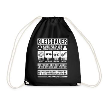 Gleisbauer Spruch lustig - Turnbeutel - Schwarz - Vorne