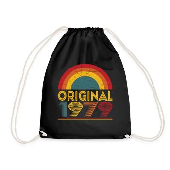 Vintage Original 1979 Gift for 43rd Birthday - Drawstring Bag - black - Front