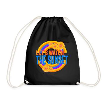Positivity Shirt, Let's Watch The Sunset Rainbow - Drawstring Bag - black - Front