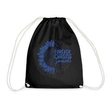 Positivity Shirt, Forever Chasing Sunsets - Drawstring Bag - black - Front