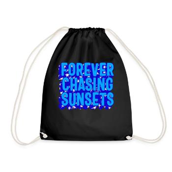Positivity Shirt, Forever Chasing Sunsets Tee, - Drawstring Bag - black - Front
