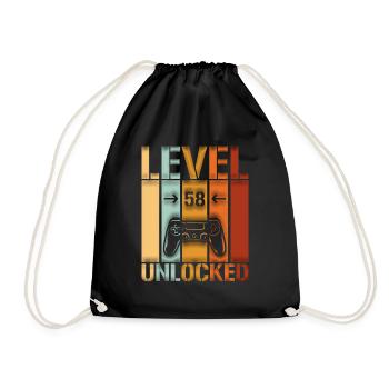58. Geburtstag Level 58 unlocked - Turnbeutel - Schwarz - Vorne
