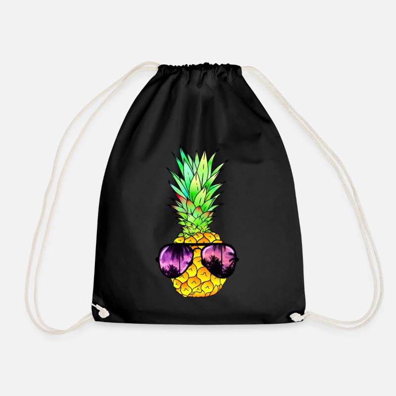 coole Ananas mit Sonnenbrille - Turnbeutel - Schwarz