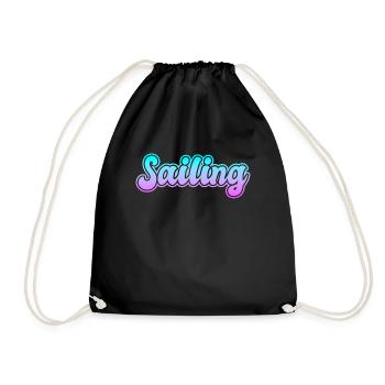 sailing sailing lettering - Drawstring Bag - black - Front